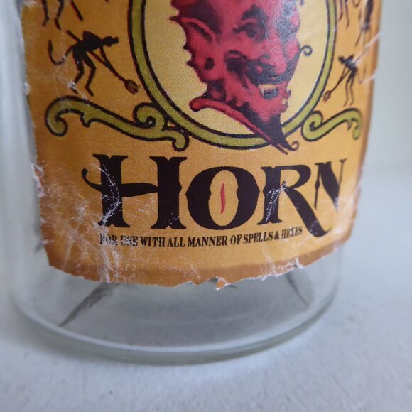 NEW APOTHECARY GLASS BOTTLE DEVIL HORN HALLOWEEN GOTHIC...